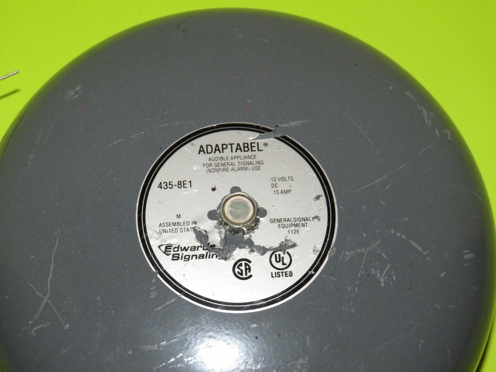 EDWARDS SIGNALING 435-8E1 ADAPTABLE DC VIBRATING BELL GRAY