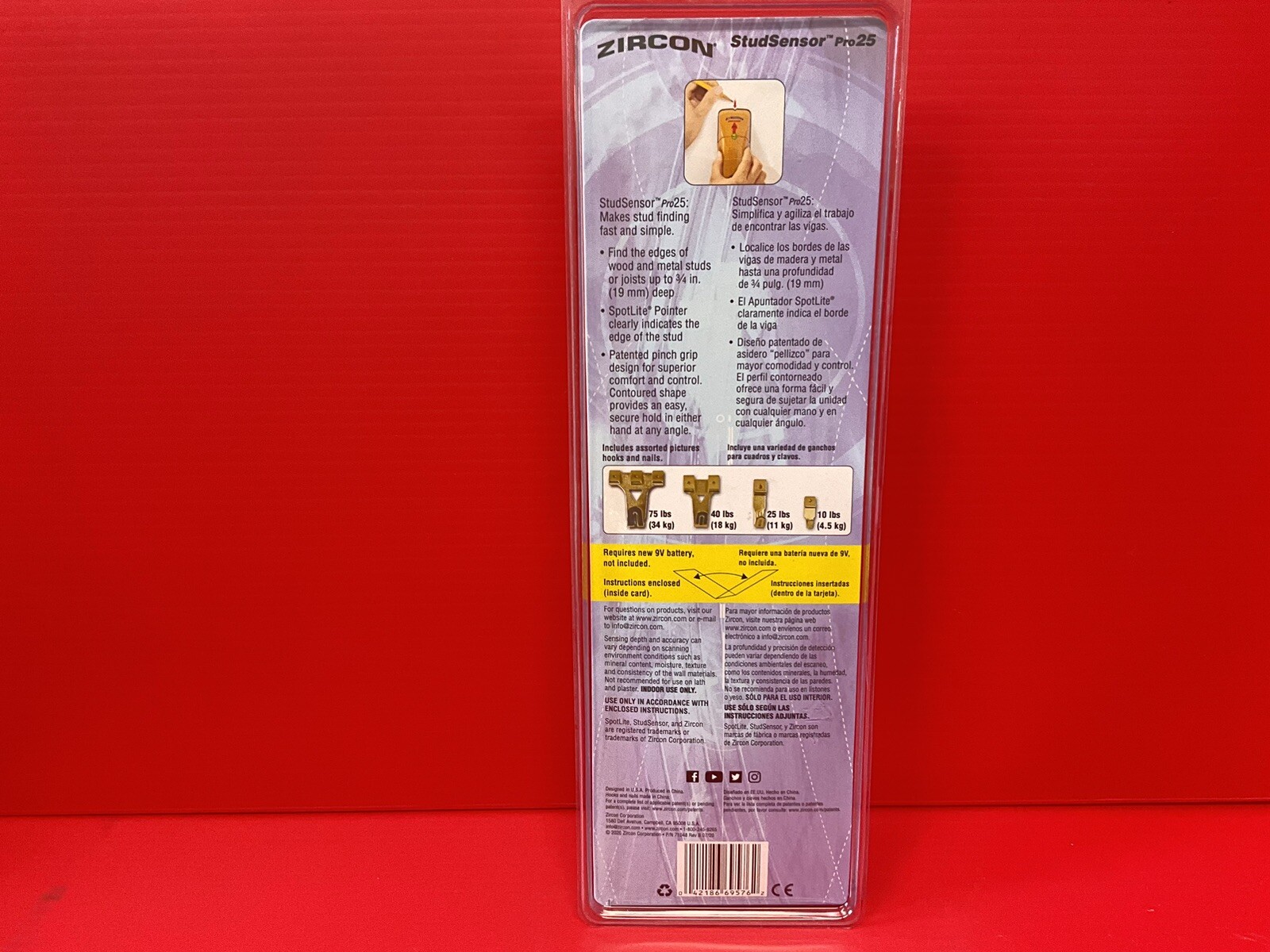 ZIRCON-StudSensor Pro25 Stud Finder w/ Picture Hanging Kit (New)