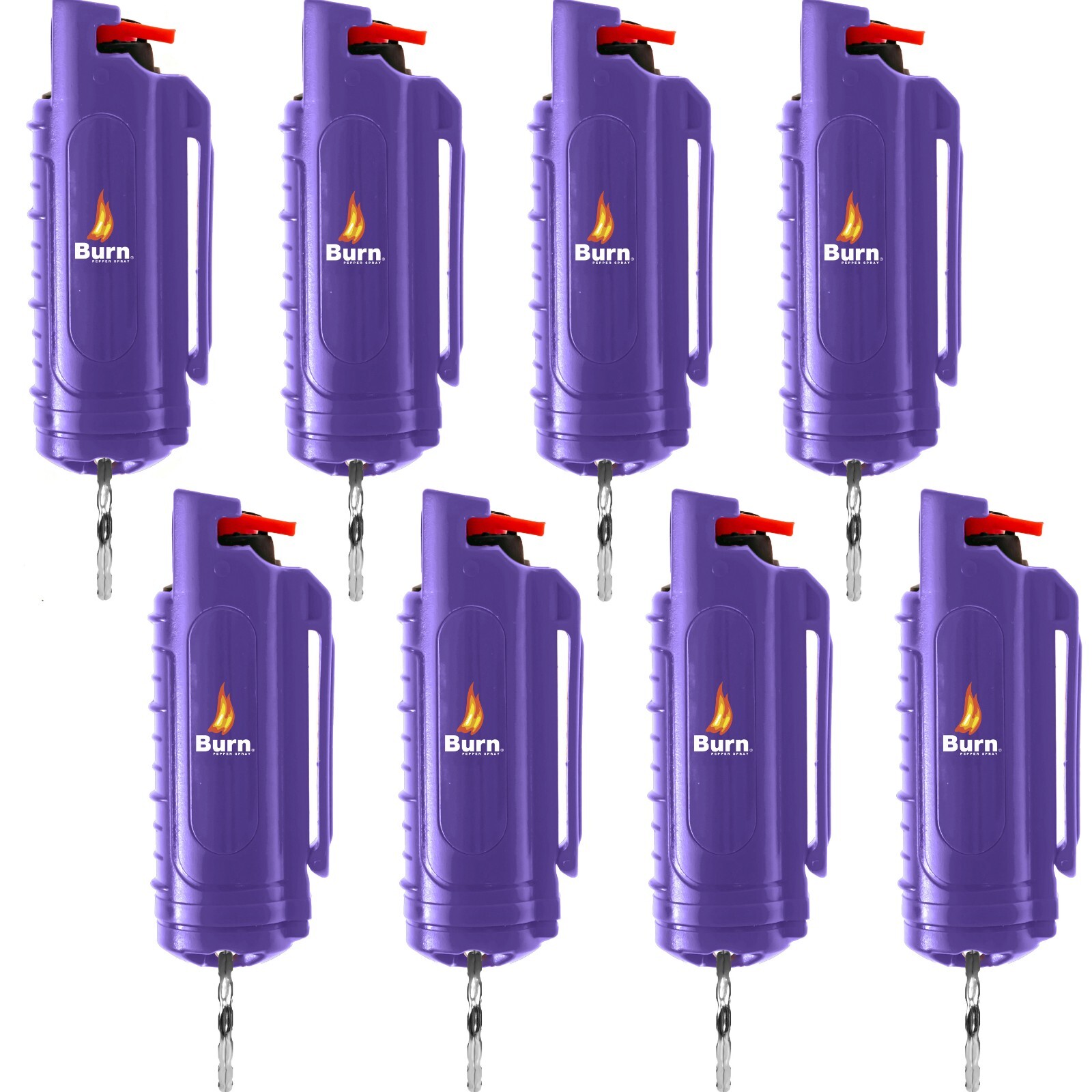 8 Pack Burn Pepper Spray 1/2oz Self Defense Keychain Security Purple