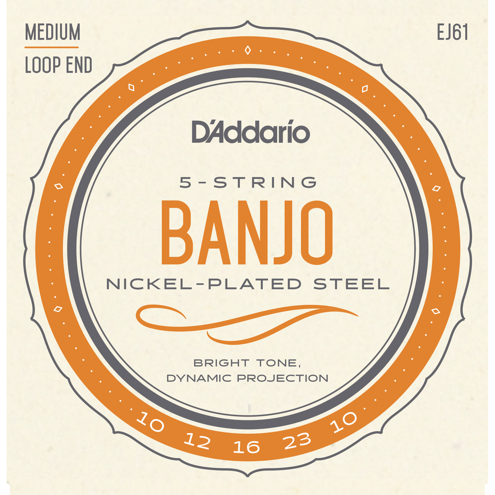 10 Sets D'Addario EJ61 5 String Banjo Strings Nickel Wound Medium Gauge USA Made