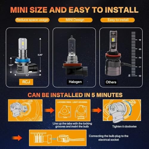 H11 Bulbs, H8/H9/H16 Fog Light 6000K with Cooling Fan, H11/H8/H9 Cool White