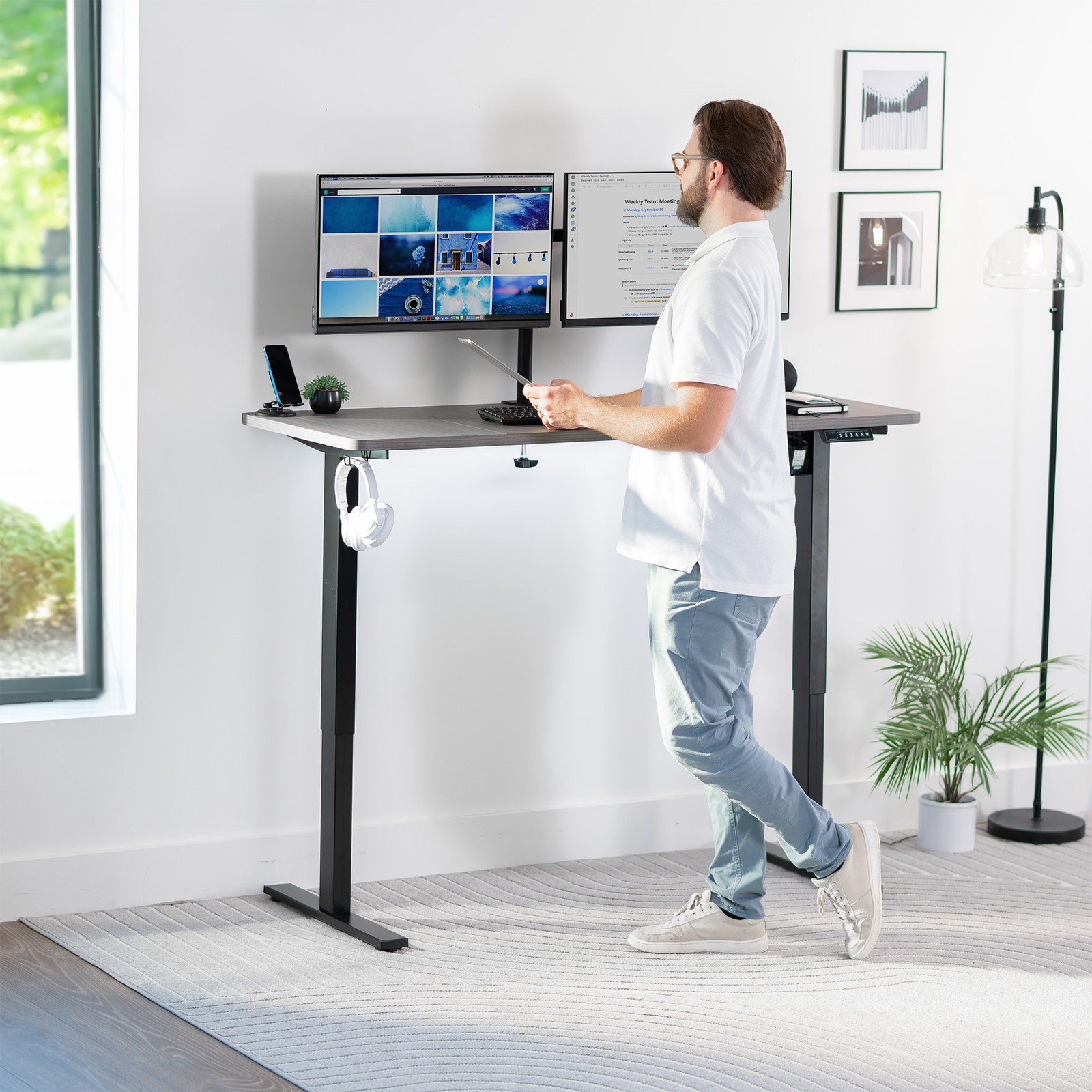 VIVO Dark Gray 60 x 24 inch Universal Table Top for Sit to Stand Desk Frames