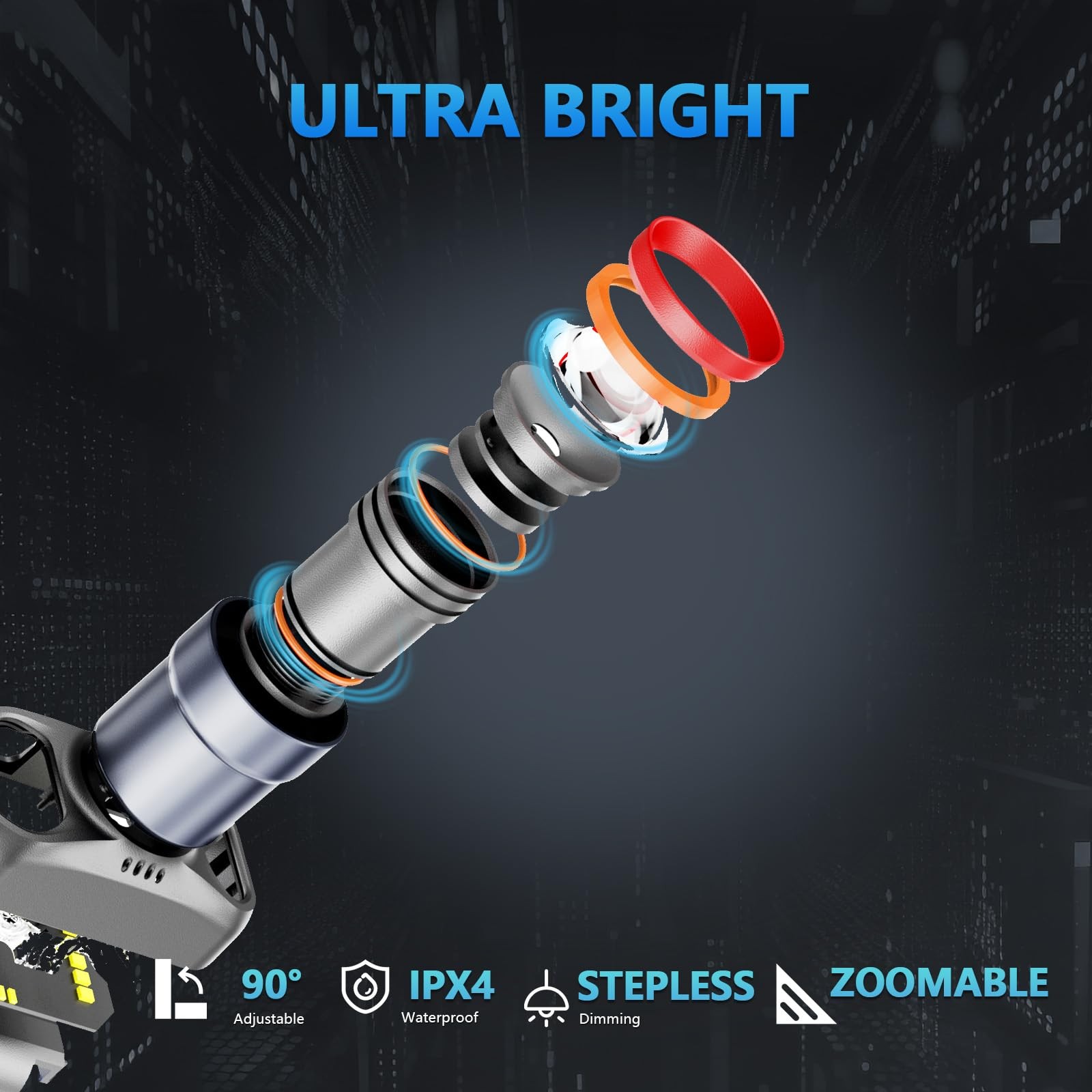 LED Headlamp 2400mAh Rechargeable, 2000 Lumen Bright, Zoomable, Waterproof Ou...