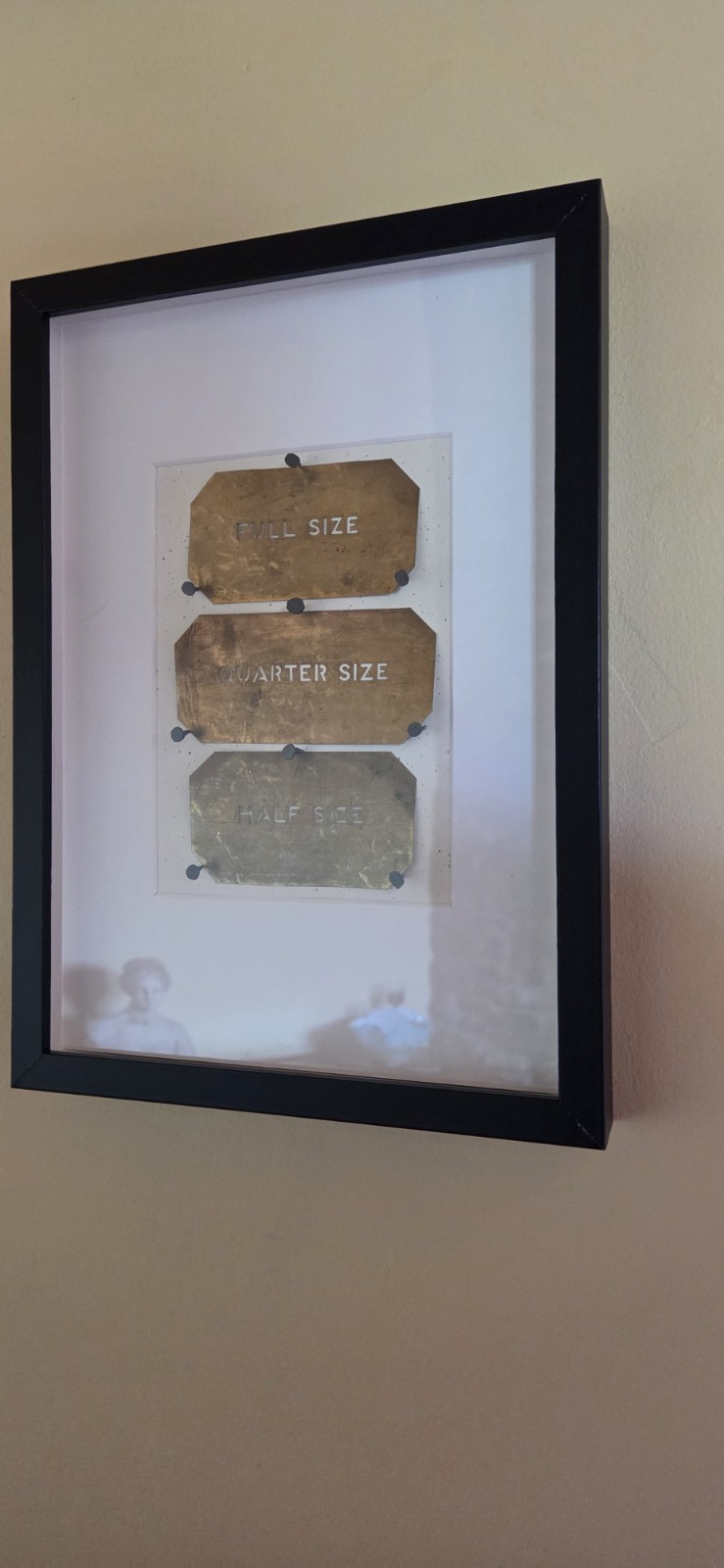 Framed Antique Brass Architects or Engineers Stencils Letterpress Vintage Art