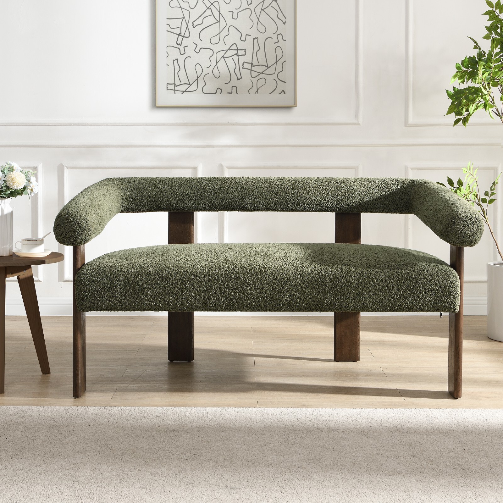 Modern Fabric Loveseat Sofa Bench Upholstered 2-Seat Armchair LivingRoom Bedroom