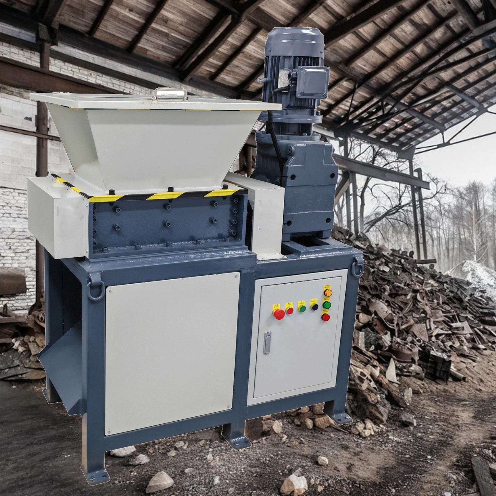 220V Universal Biaxial Crusher Break-up Scrap Metal Waste Pulverizer Machine