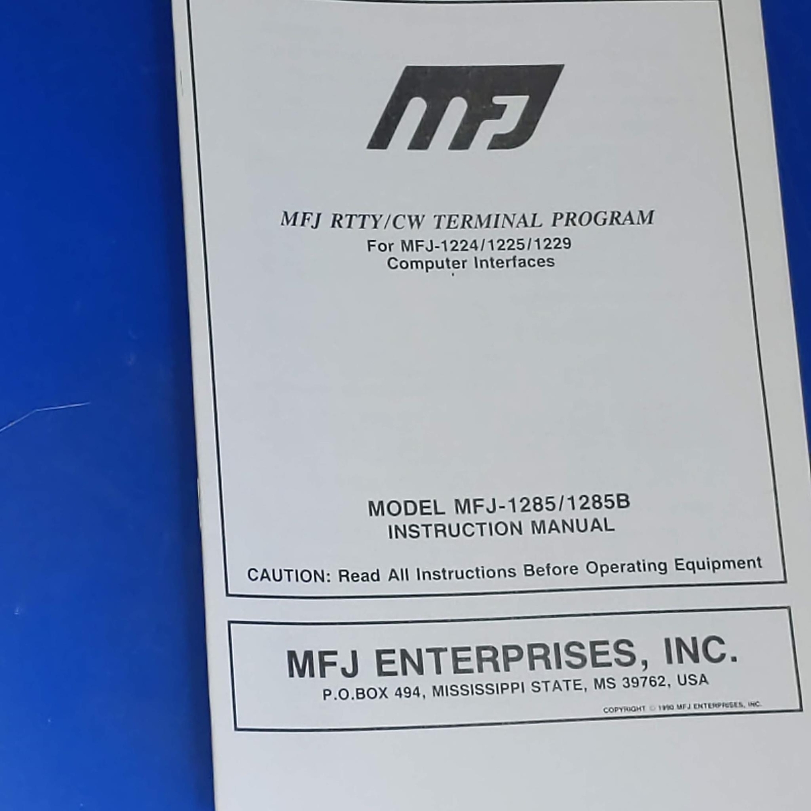 MFJ RTTY/CW Terminal Program For MFJ-1224/1225/1229 Interfaces