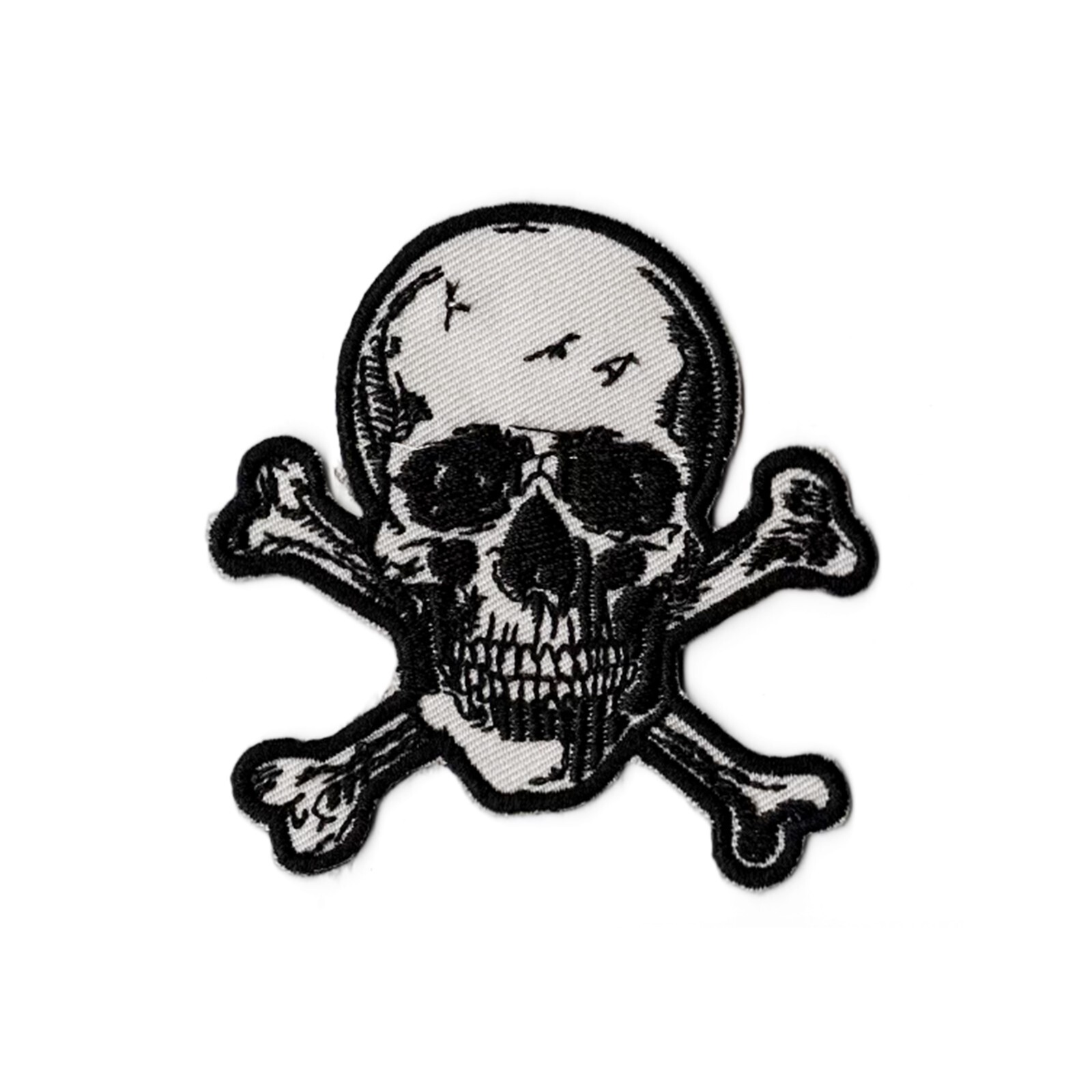Skull and Crossbones Jolly Roger Embroidered Iron-On Patch
