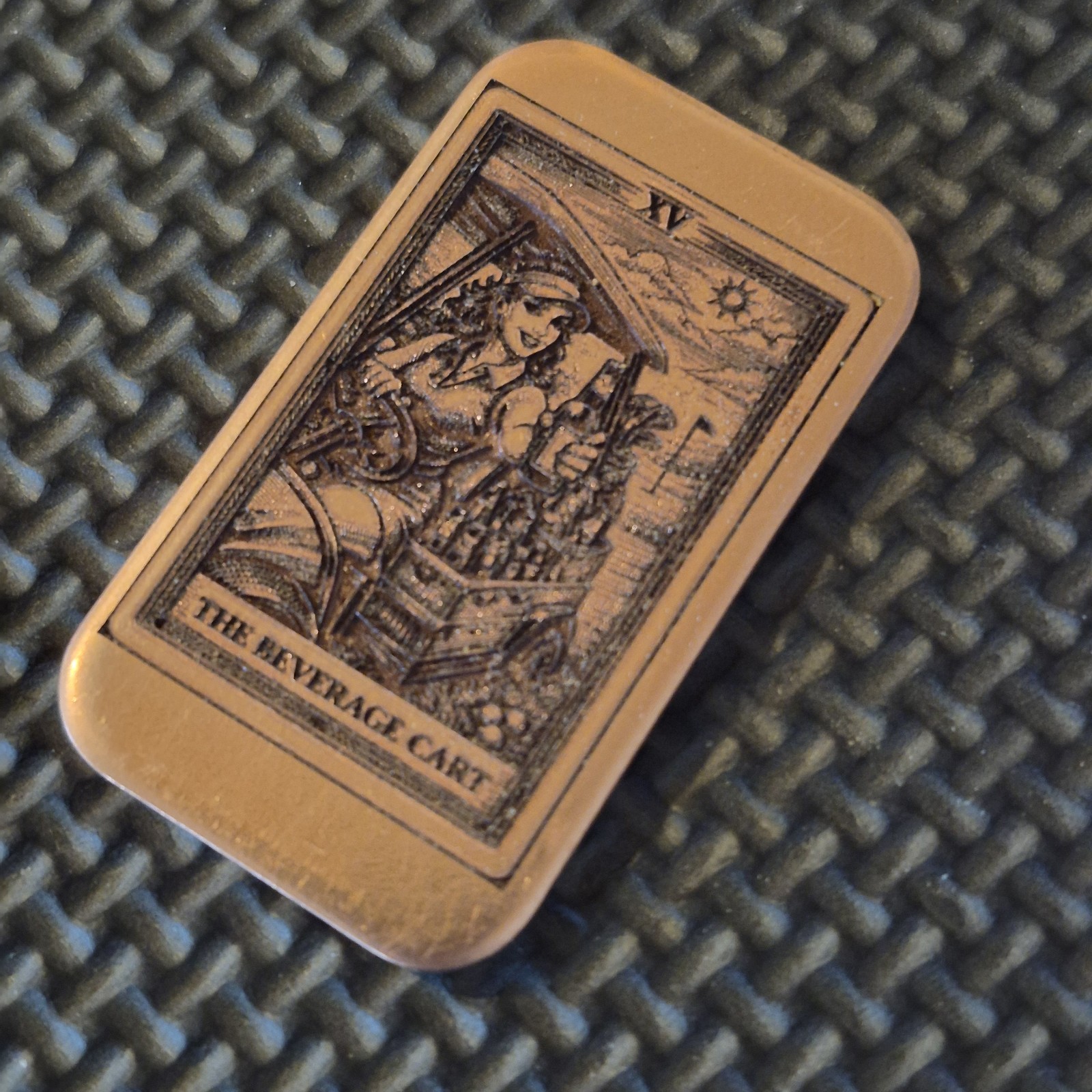 Custom Copper Golf Ball Marker / Beverage Cart Girl Tarot Card Design / 1.75"x1"