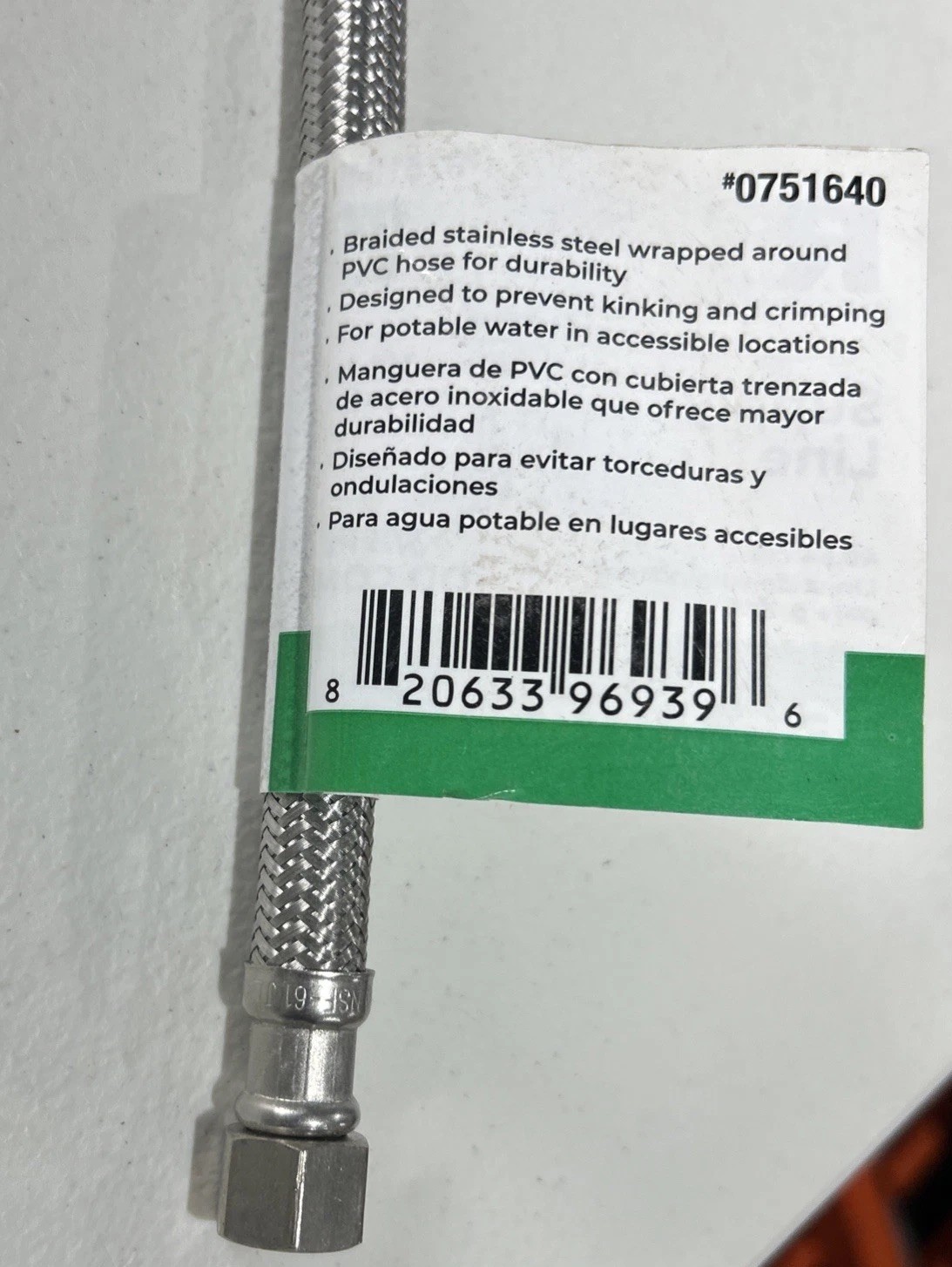 16” Faucet Connector Stainless Steel 1/2" FIP 3/8" OD #0751640 New Supply Line