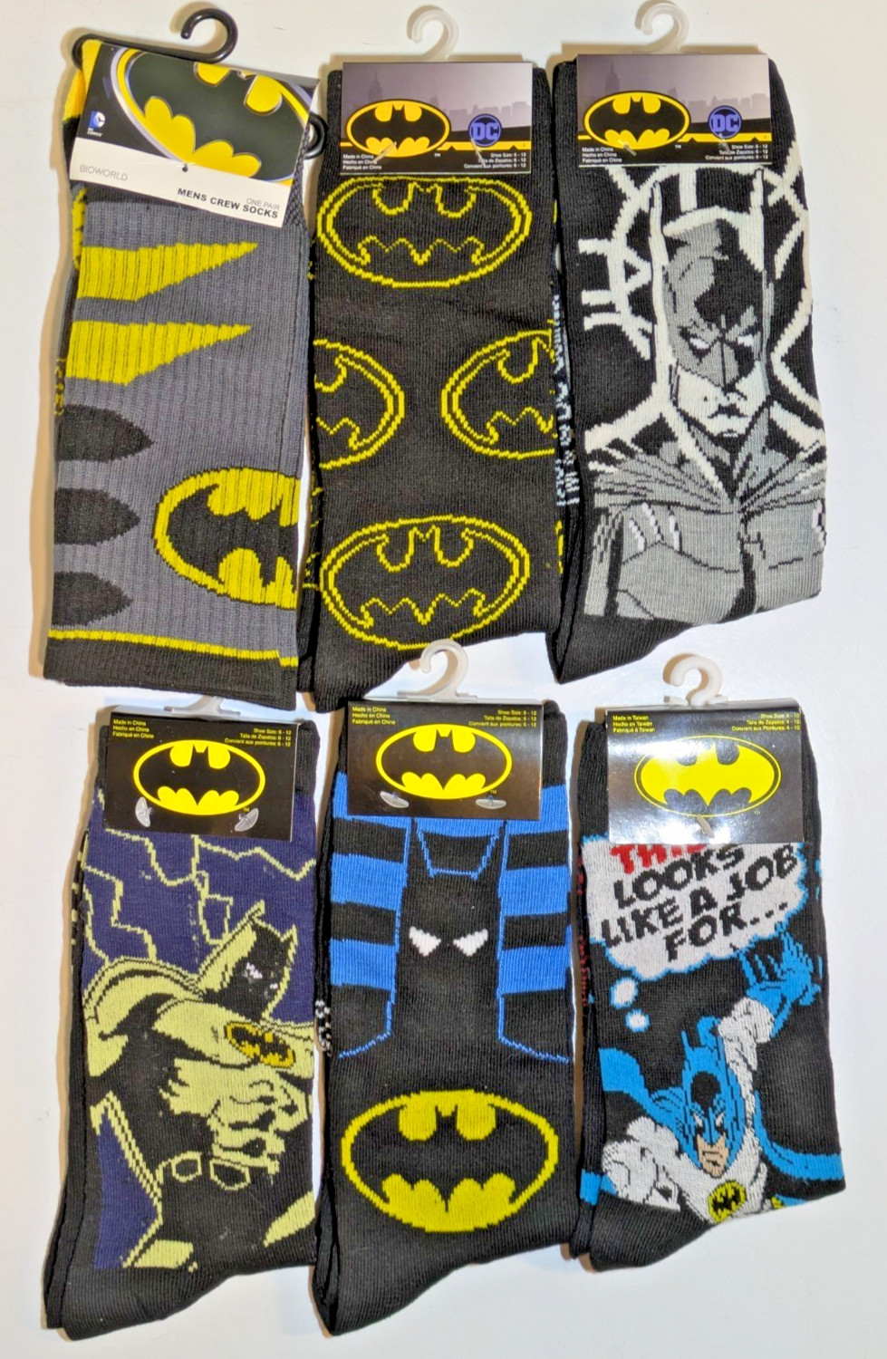 DC Comics Socks BATMAN SOCKS Novelty Socks - CREW - Teen / Adult One Size - NEW