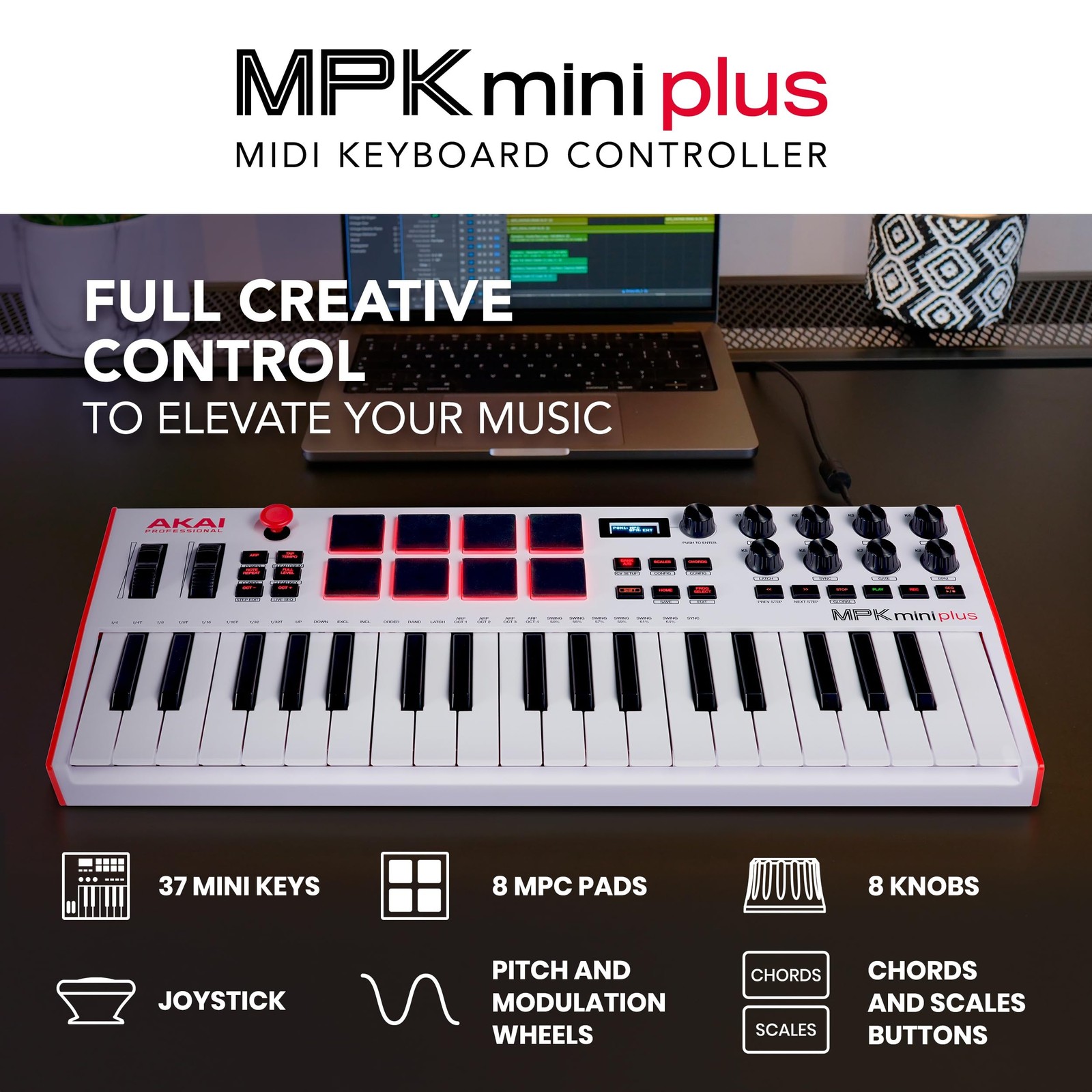 Akai Professional MPK Mini Plus - USB MIDI Keyboard Controller with 37 Mini