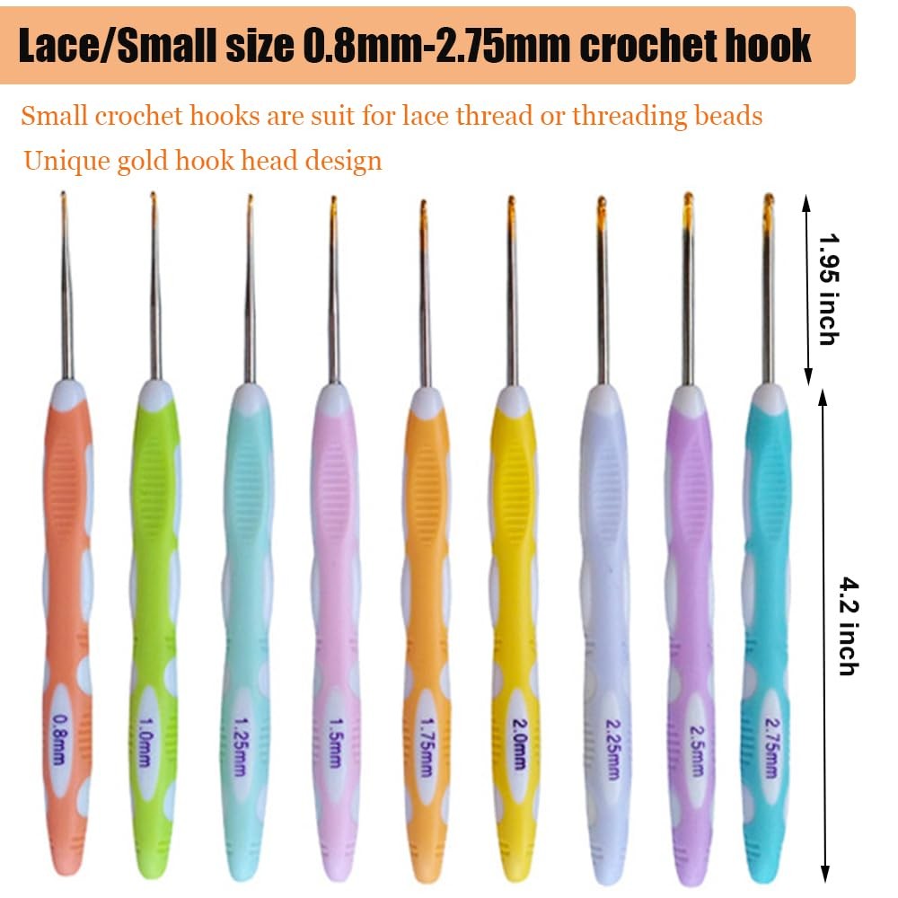21 Sizes Crochet Hooks Set,Ergonomic Crochet Hook with Case for Arthritic Han...