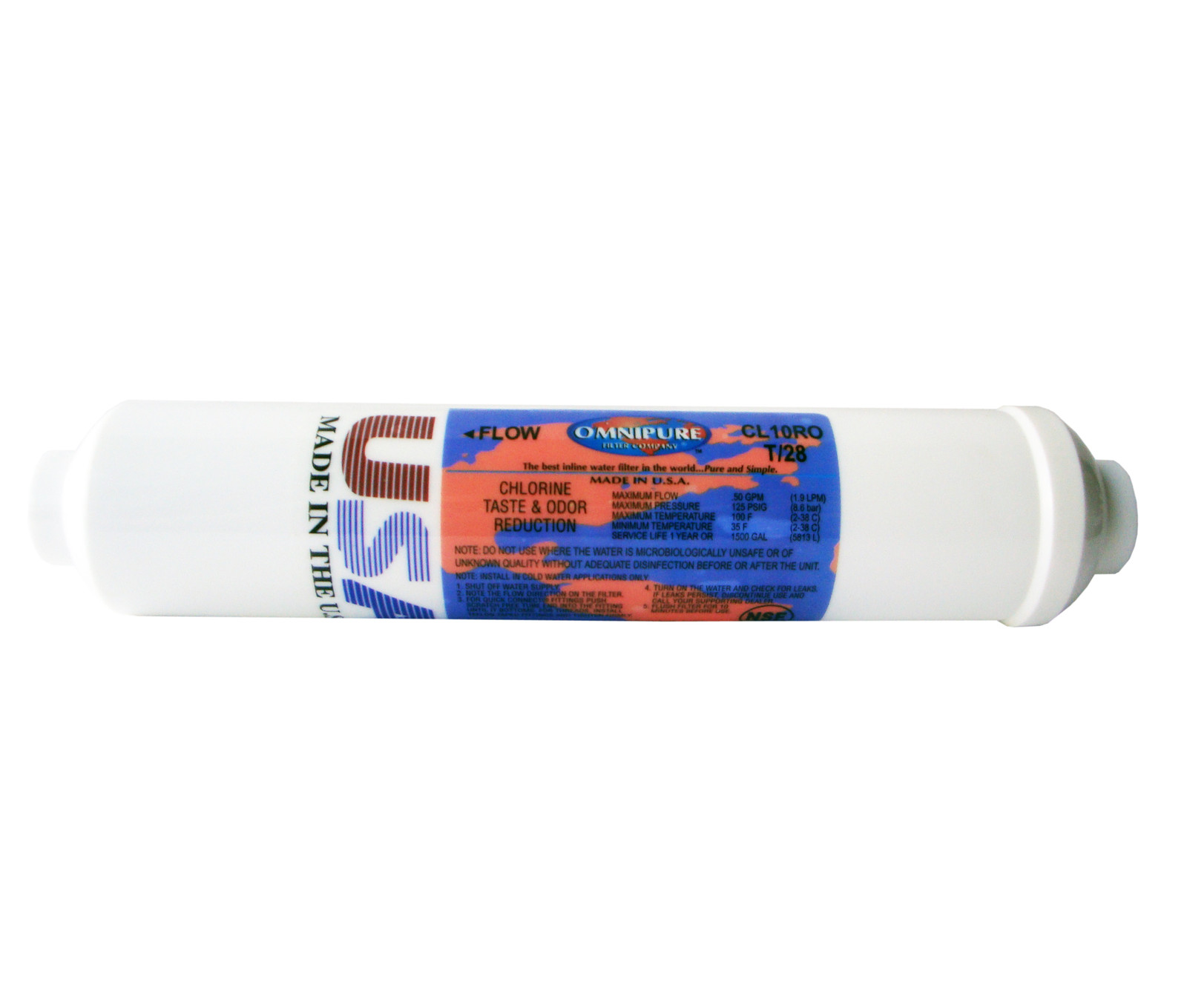 Inline Omnipure T28 Carbon GAC pre-filter 2"x10