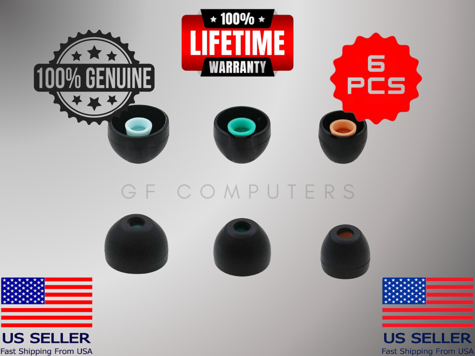 6 Pcs OEM Sony MDR-EX37 Headphones Silicone Replacement Earbud Tips Ear In-ear