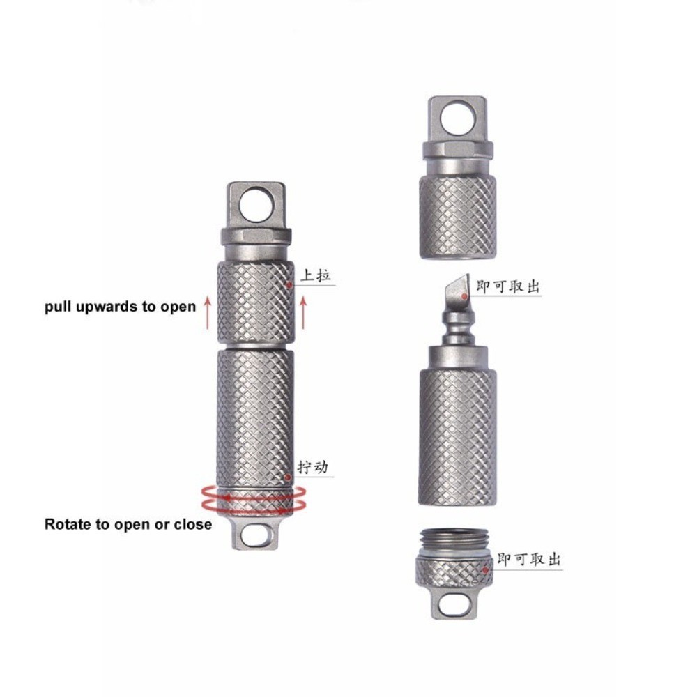 EDC Mini Titanium Alloy Waterproof Case Portable Keychain Pendant Multi Tool