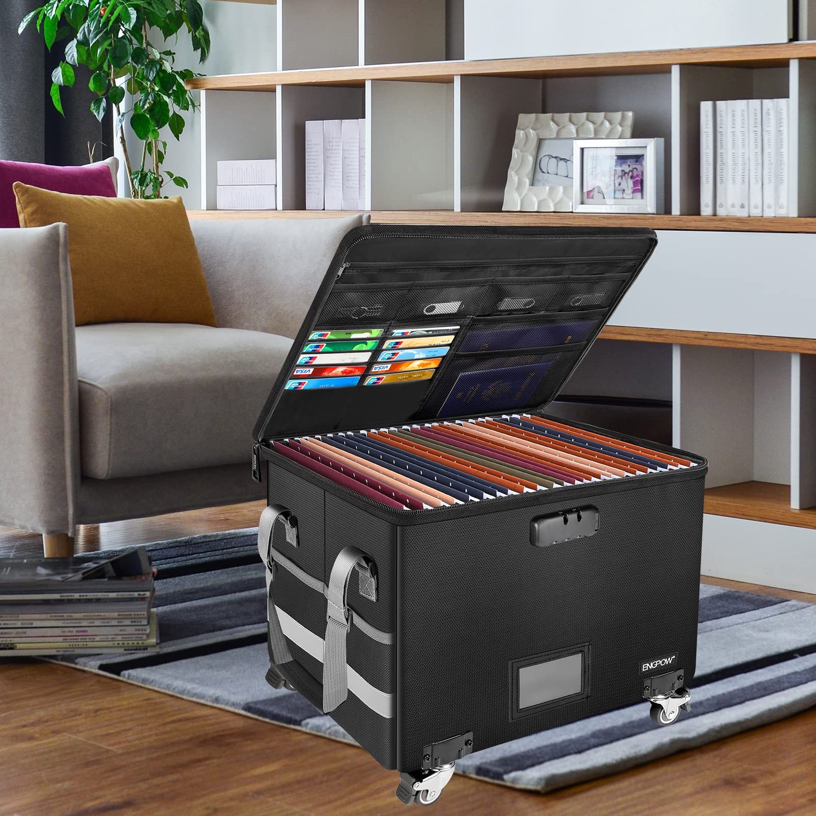 File Box With Wheels Fireproof Document Box With Lockcollapsible Rolling File St