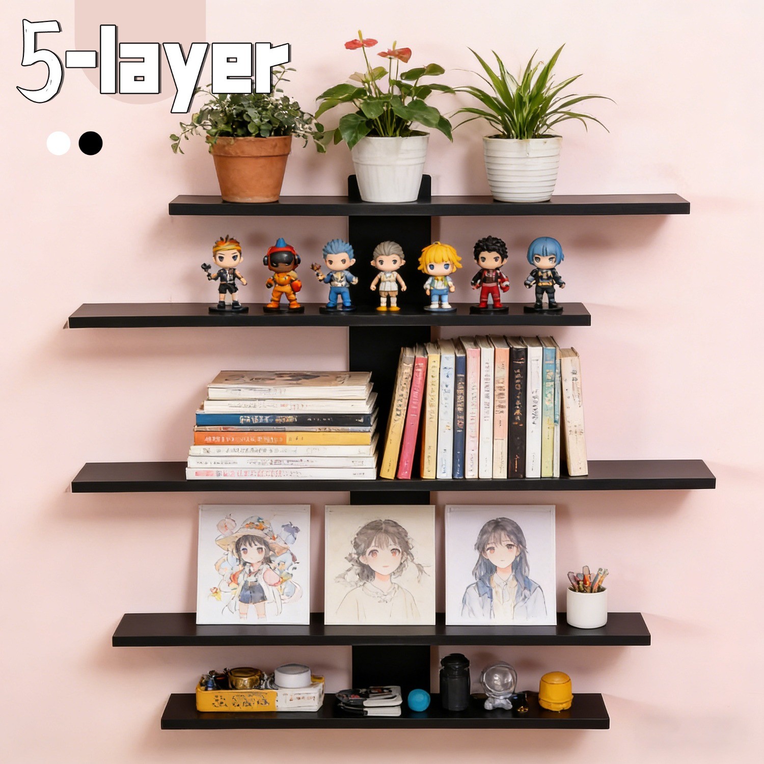 Five-Storey Adjustable Wall-Mounted Suspension Display Rack,