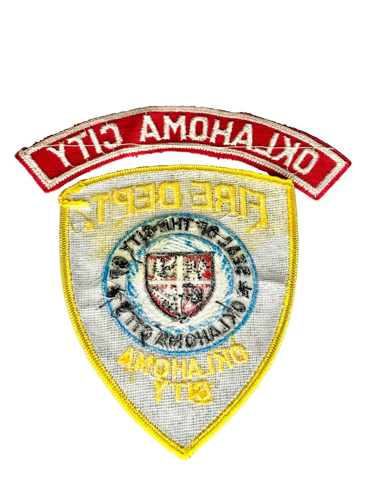 Vintage Oklahoma City Fire Department Patch & Rocker Tab Set