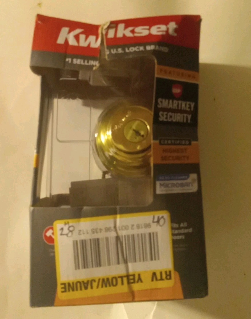 Kwikset 99850-071 Polished Brass Keyed Entry Dbl Cylinder Door Deadbolt USED