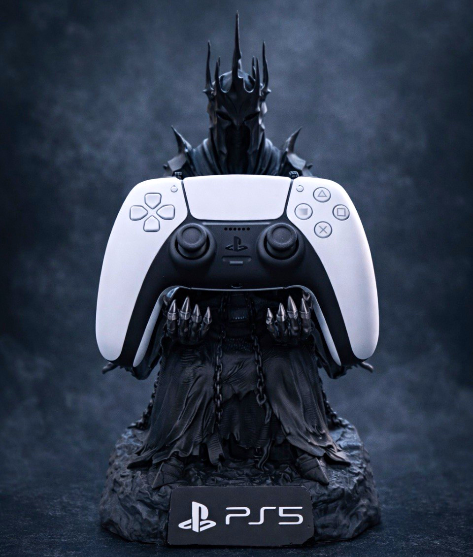 PS5 DualSense Controller Stand Holder Throne Figure Display, Black Plastic