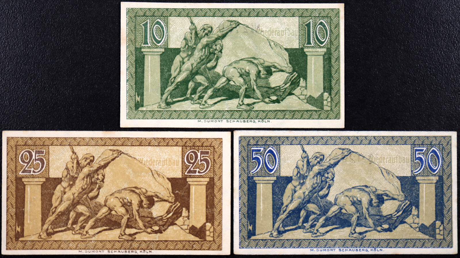 BONN 1920 "Nude Men Pushing a Boulder" Complete Set German Notgeld