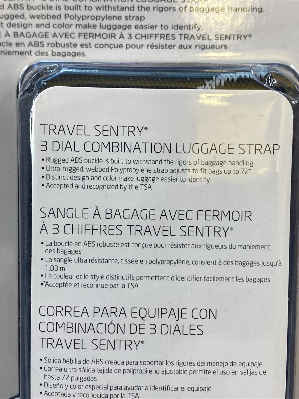 Samsonite 3 Dial Sentry Combo Luggage Strap, Black Multi, Combination Lock