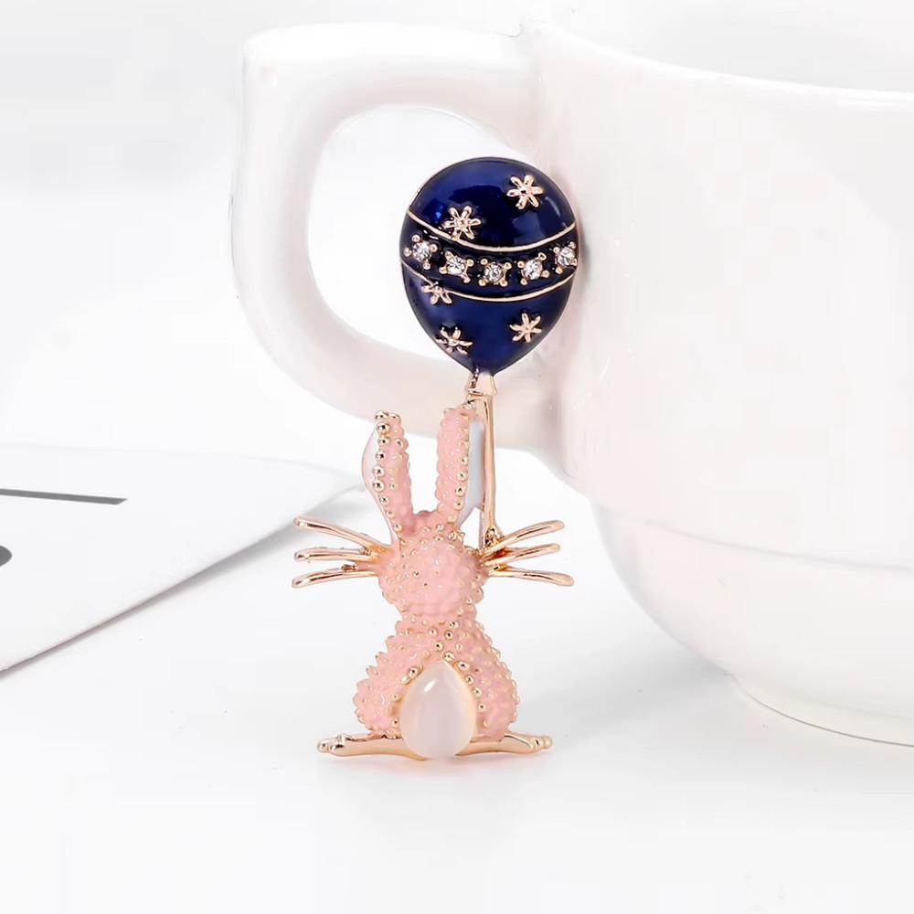 Easter Spring Bunny Crystal Brooch Rhinestone Rabbit Animal Pin Jewelry Gift