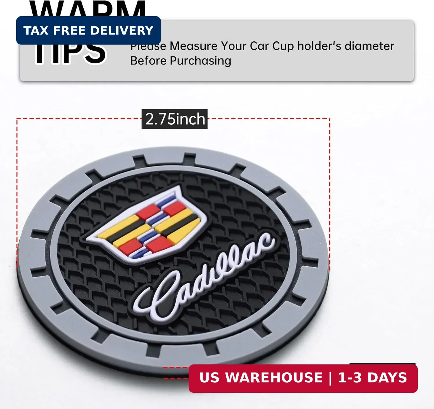 Car Cup Coaster, 2PCS Universal Non-Slip Cup Holders, Compatible with Cadillac S