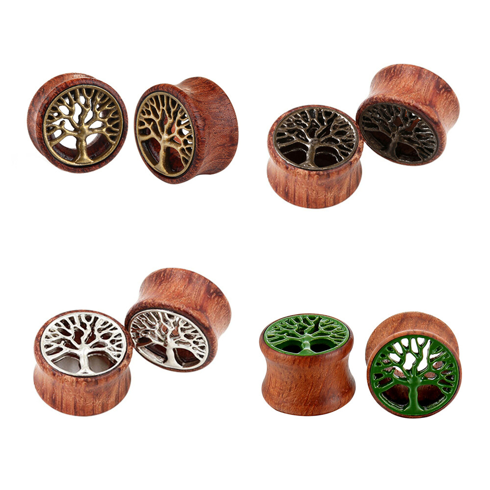 2pc The Tree of Life Ear Plug Flesh Tunnel Wood Stretcher 8-20mm Gauge More Size