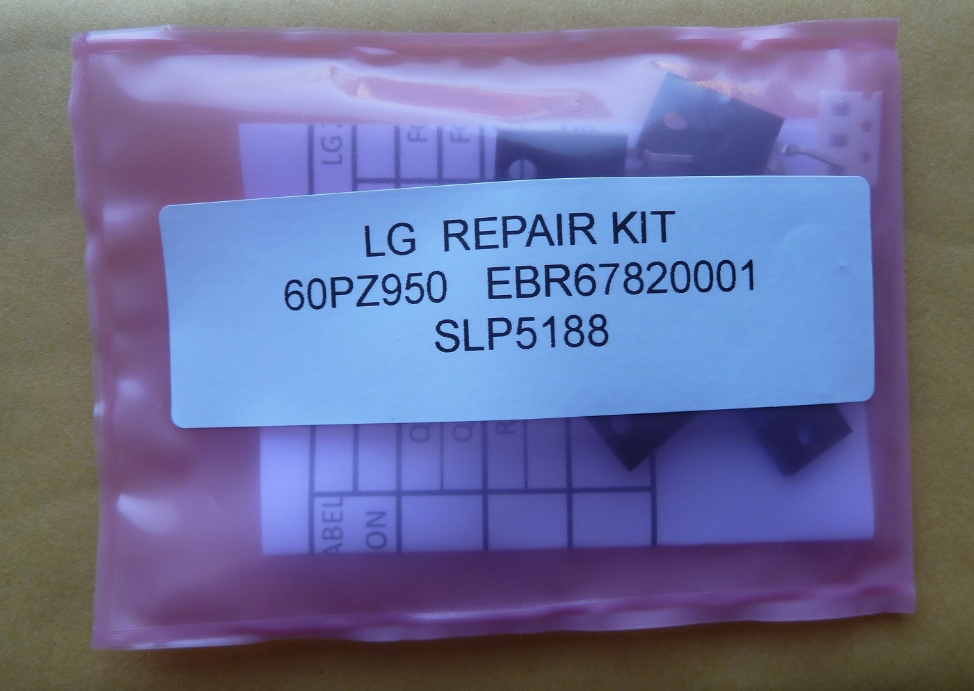 LG EBR67820001 60PZ950  60PZ850  60PZ750   60PV220 Z-Sus Board Repair kit