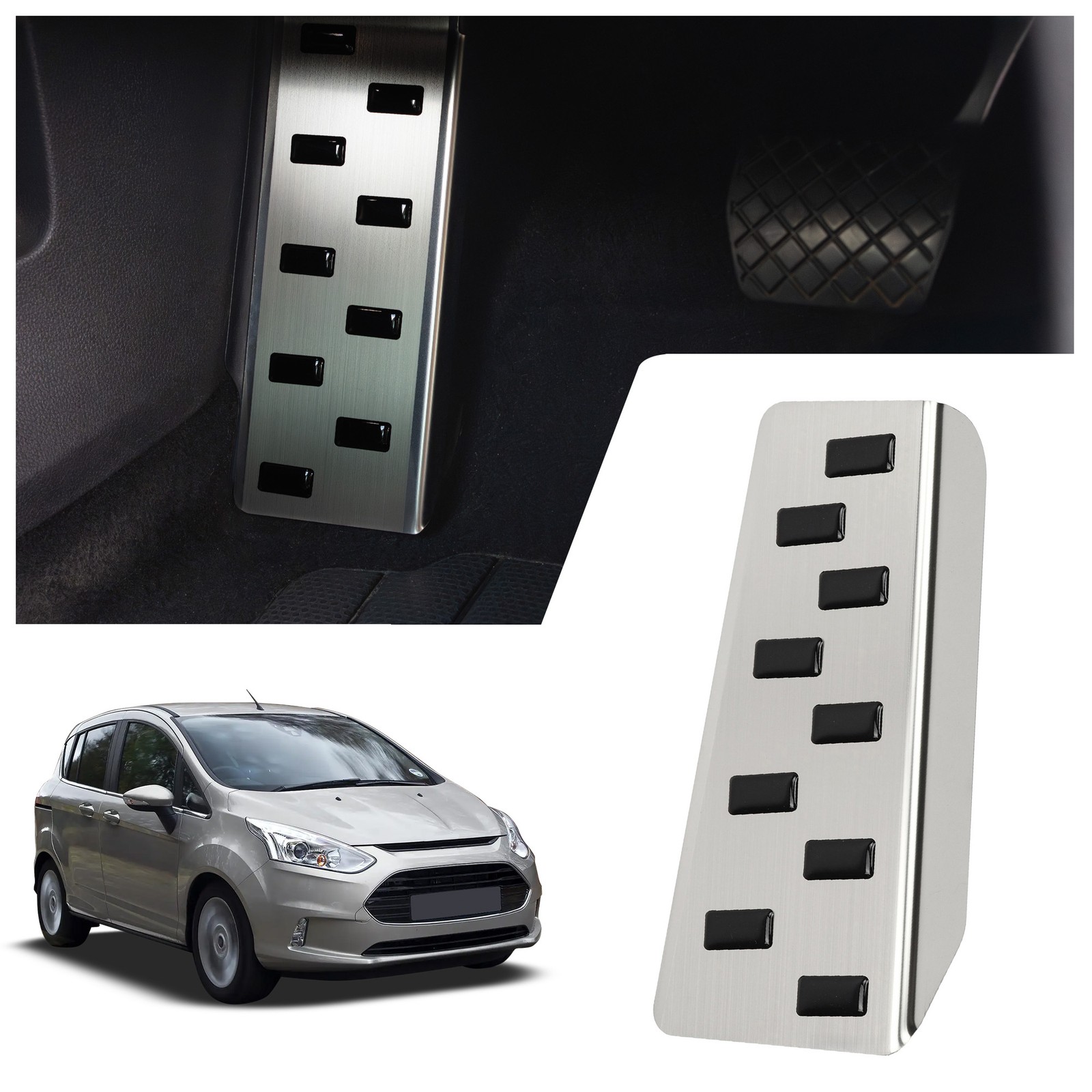 Footrest Plate for Ford B-Max I (JK8) 2012-2017 Black | Brushed Silver