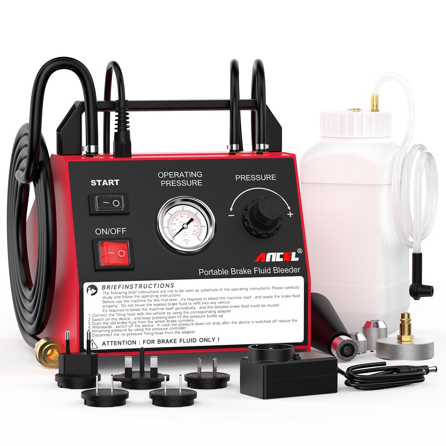 ANCEL BR2000 Electric Brake Fluid Bleeding Exchange Machine Adjustable Pressure