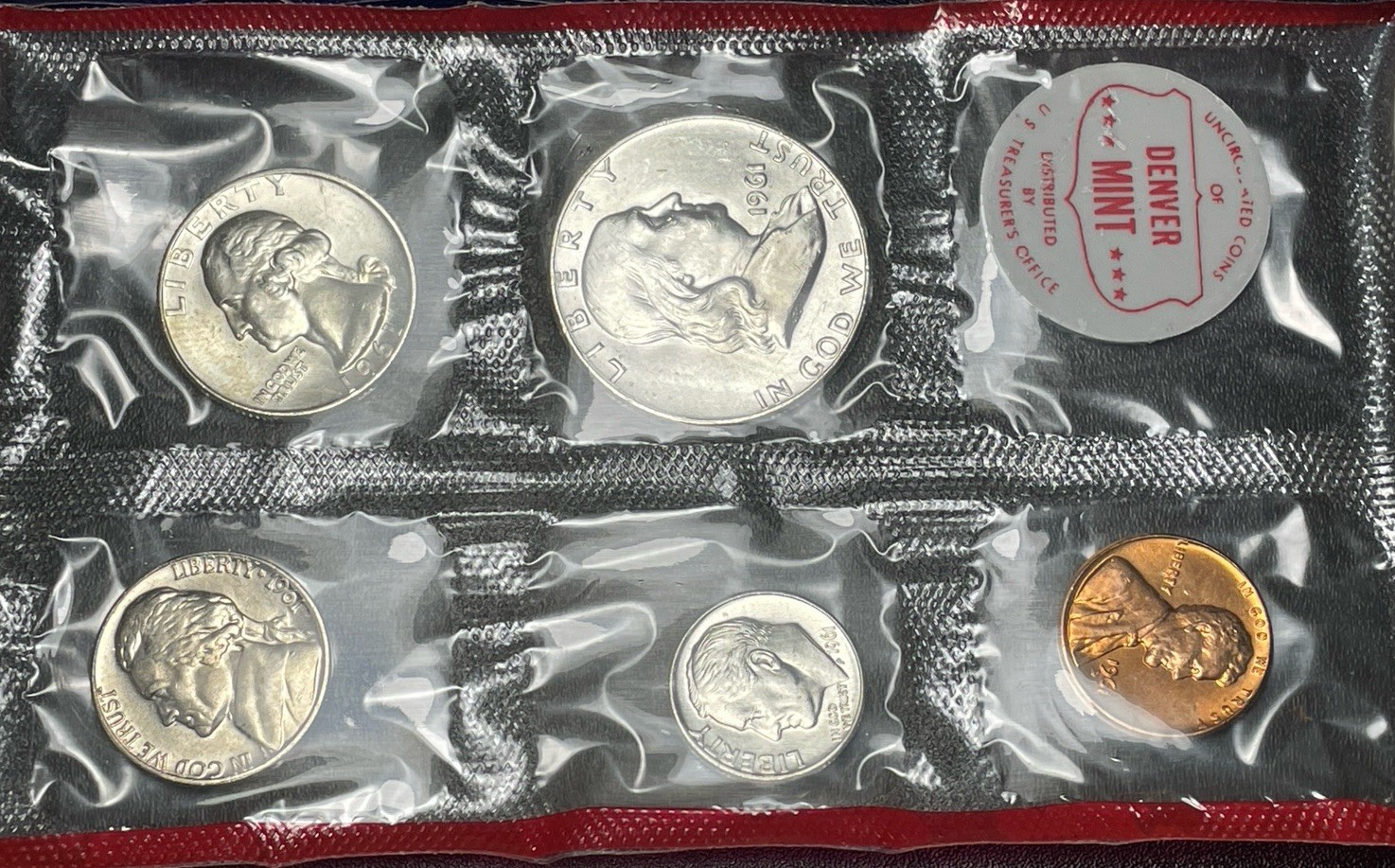 1961 P&D US Mint Uncirculated Silver Mint Set with Original Packaging/Cellophane