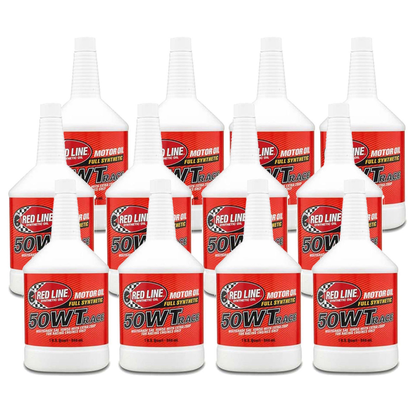 Red Line Oil 10504 Set of 12 Full Synthetic 15W50 Racing Motor Oil Bottles, 1qt