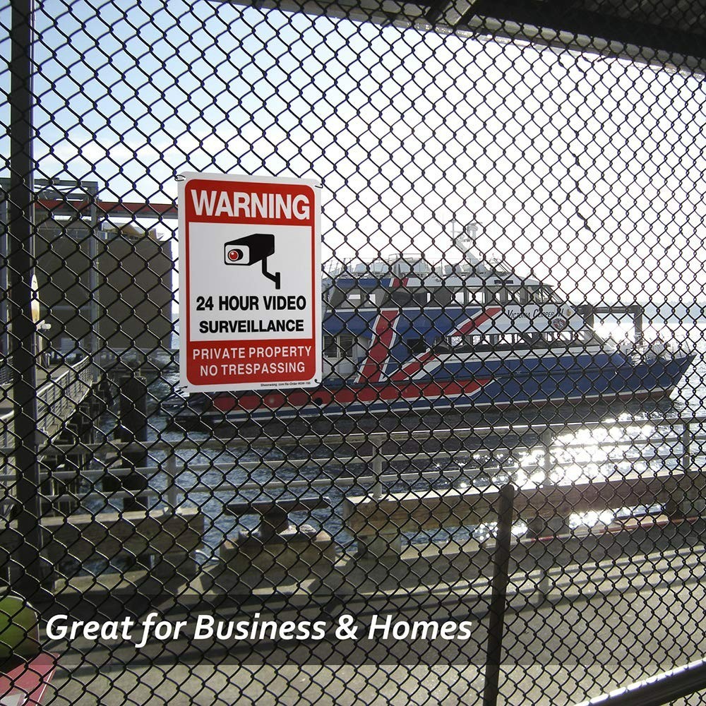 2-Pack Private Property No Trespassing Sign, video surveillance signs outdoor...