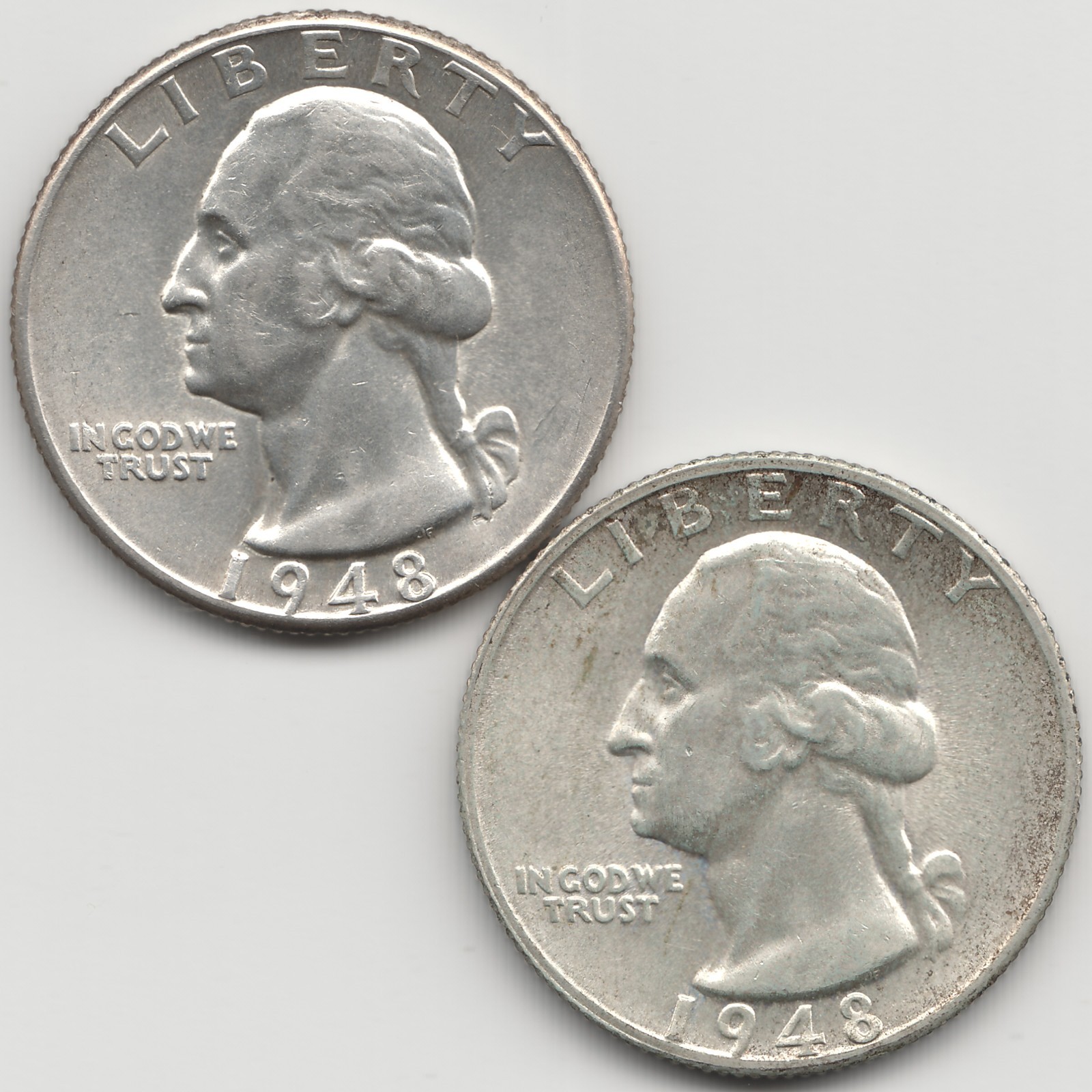 1948 & 1948 S Washington Quarters, AU-AU+, 2 coins