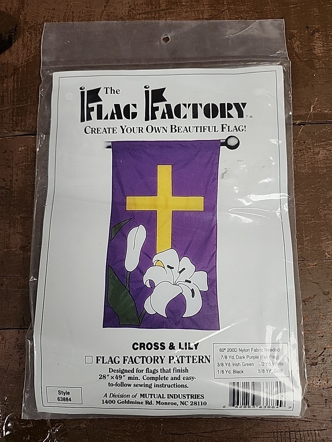 THE FLAG FACTORY Create Your Own Template - VTG Cross Lily Easter NEW NOS