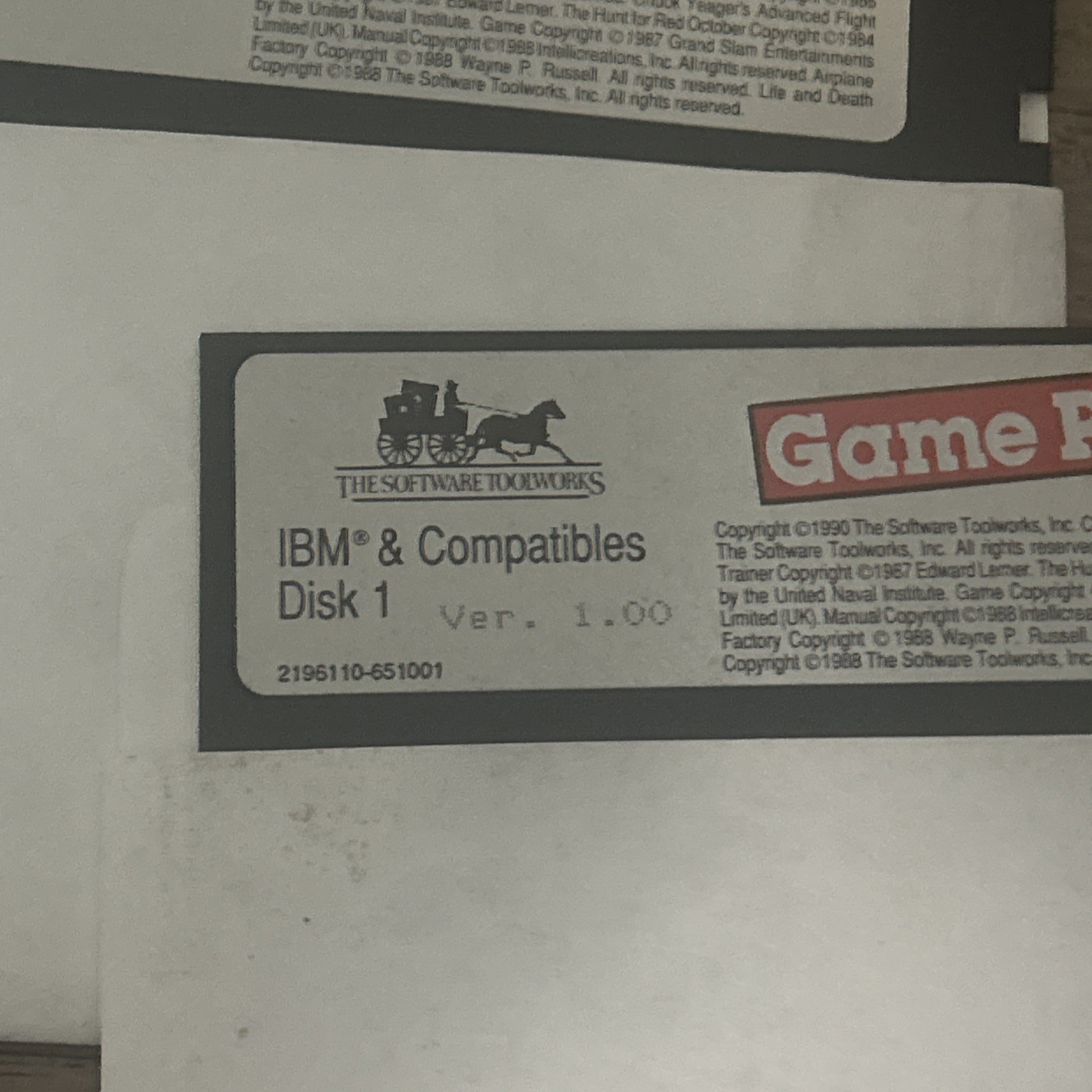 Vintage Software Toolworks Game Pak I IBM DOS Computer Software 5.25 Disks 1,2,3