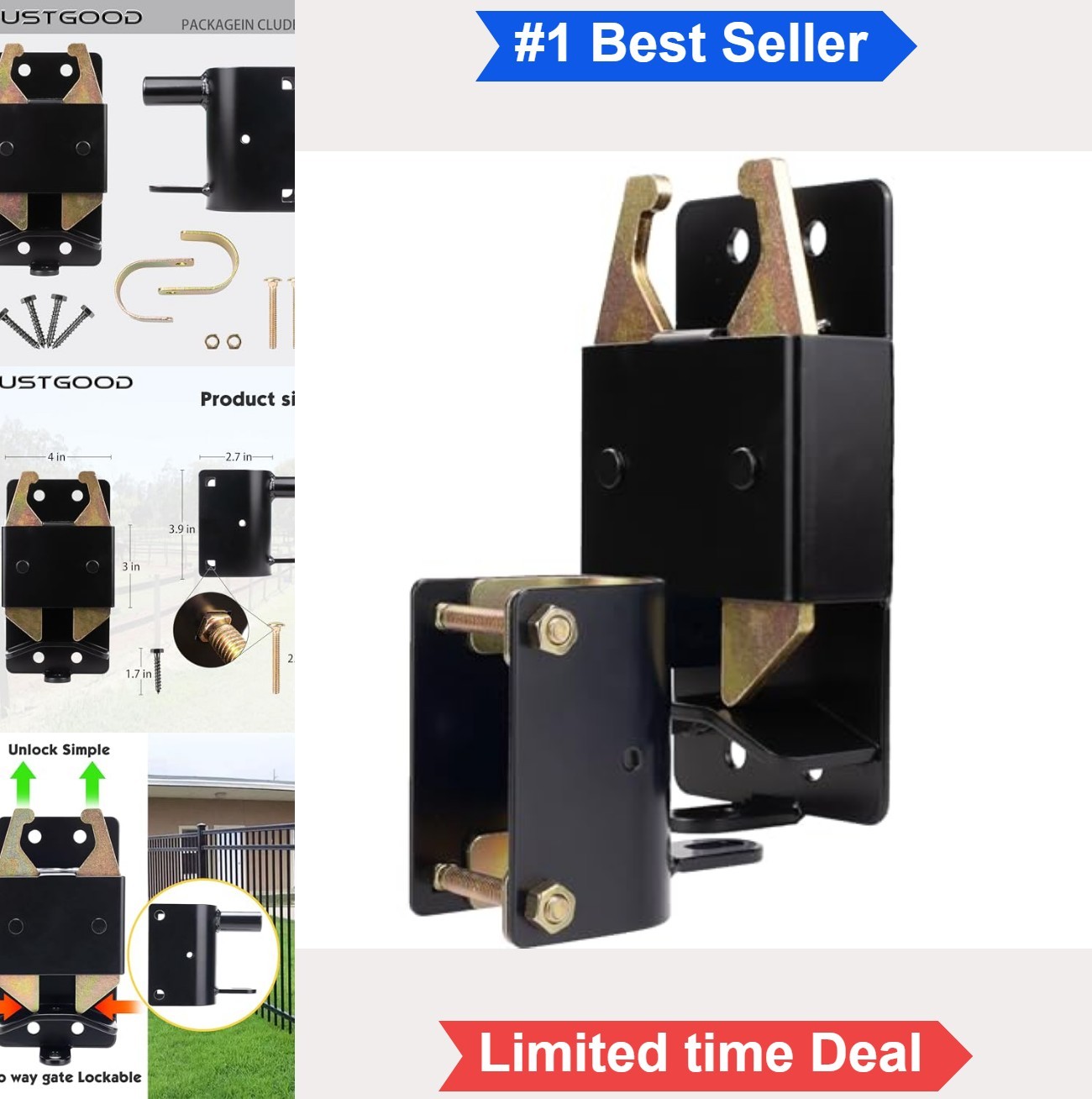 Heavy Duty Farm Gate Latch 2 Way Design Weather Resistant for Pastures and
