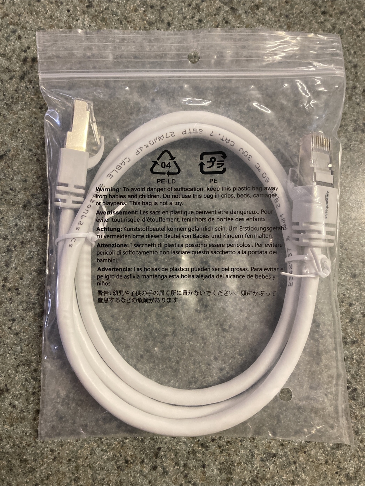 Amazon Basics 3ft White RJ45 Cat 7 High Speed Ethernet Cable