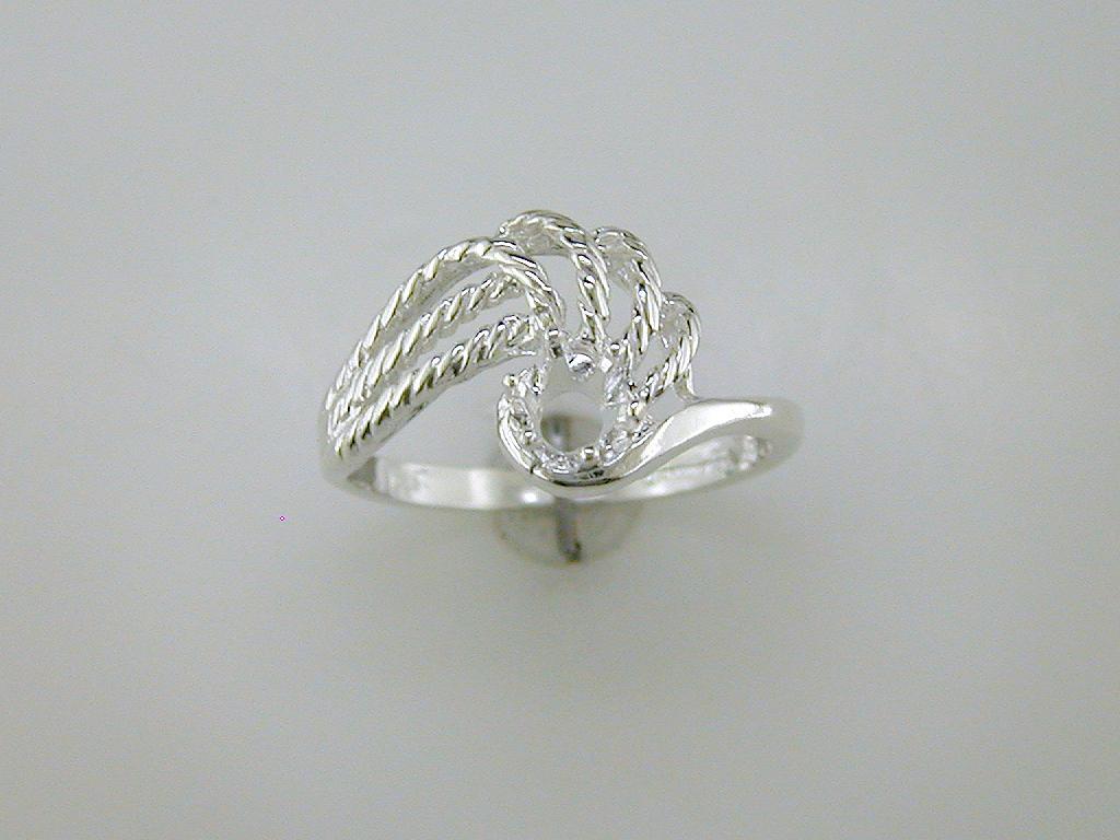 Round Rope Swirl Solitaire Ring Setting Sterling Silver