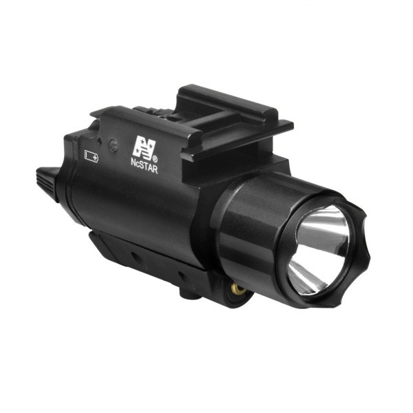 NcSTAR 200 Lumen Flashlight with Red Laser and Weaver Mount AQPFLS