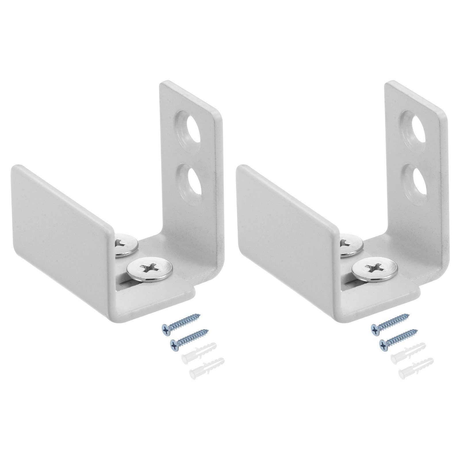 2 Set Sliding Barn Door Floor Guide Wall Mounted, Adjustable U Bracket, White