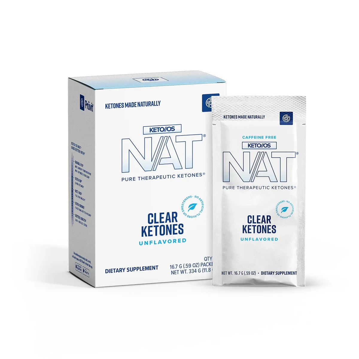 Pruvit Keto OS NAT CLEAR UNFLAVORED – Exogenous Ketones Drink Mix – 20 Pack
