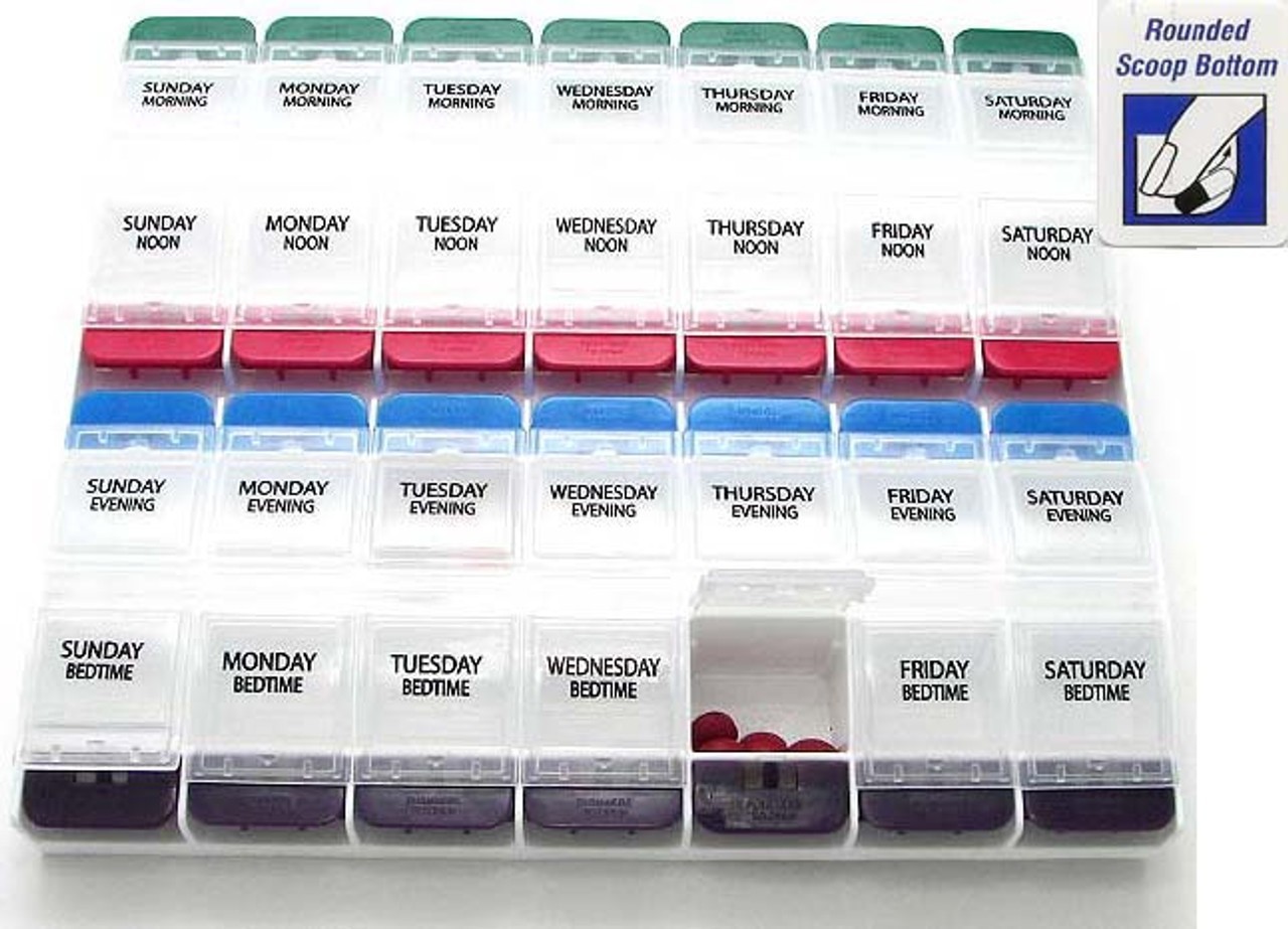 7 DAY WEEKLY PILL PLANNER ORGANIZER Meds Vitamin AM/PM Box 3XL Case Push Button