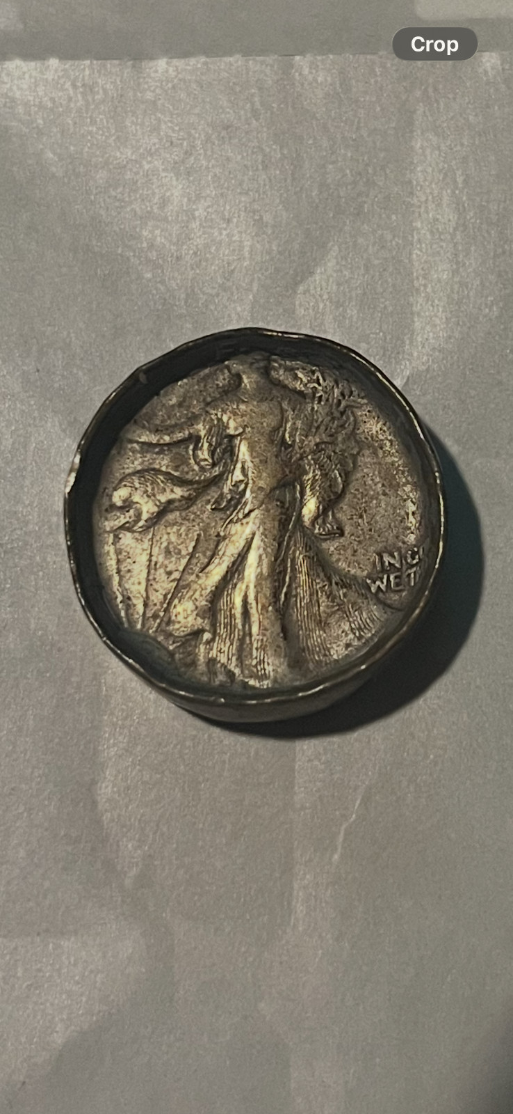 1942 Walking Liberty Half Dollar, Heavily Altered