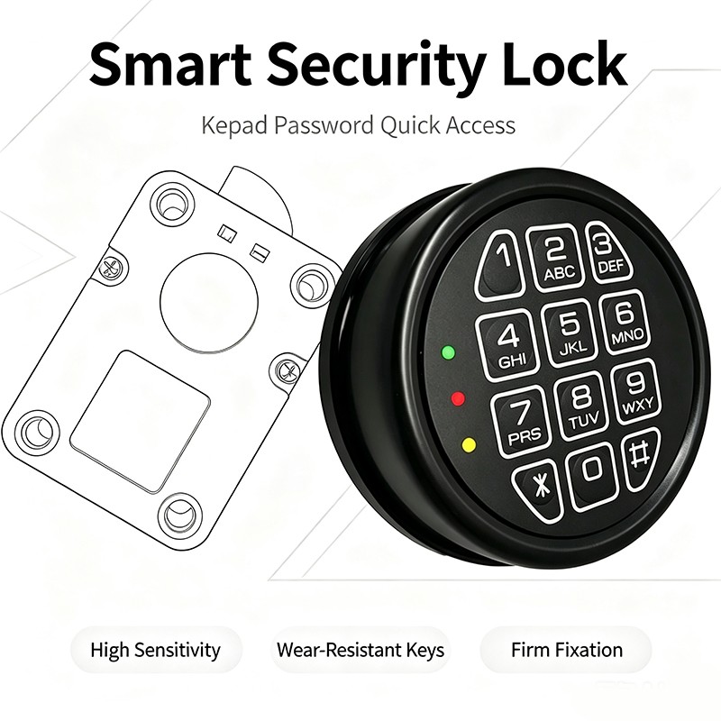 Black Gun Safe Lock DIY Replacement Kit – Electronic Keypad with Swing Bolt