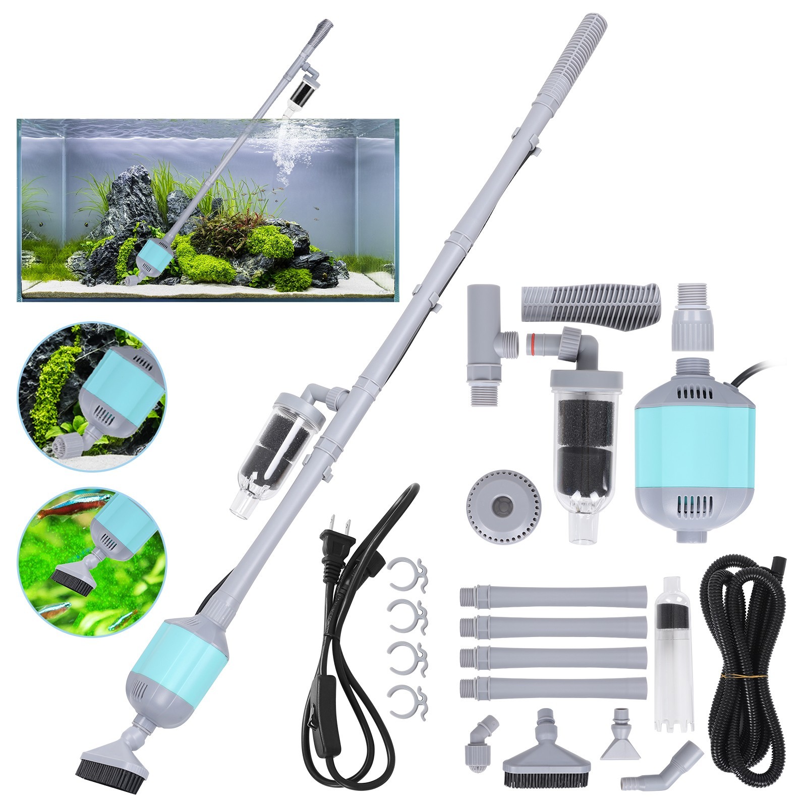hygger Electric Gravel Cleaner Aquarium Fish Tank Automatic Vacuum Water Change