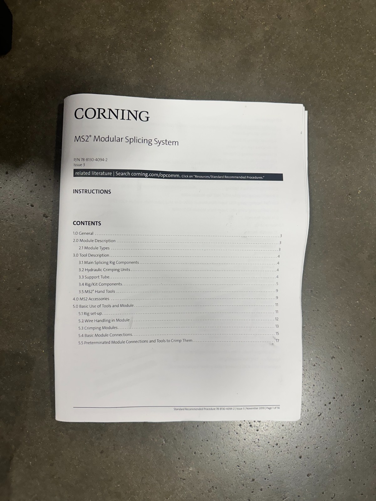CORNING 4045K/36 SPLICING RIG - MS2 MODULAR SPLICING SYSTEM